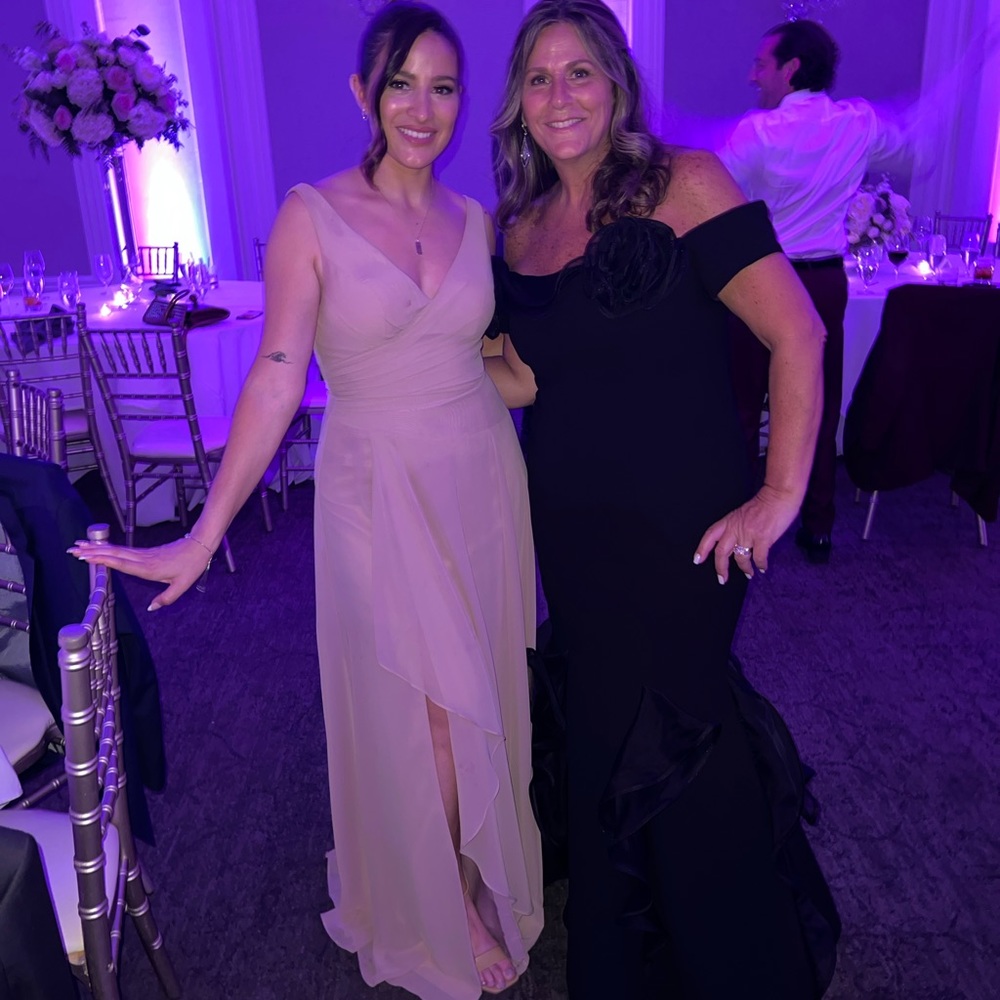 V Neck Bridesmaid Dress with side leg slit